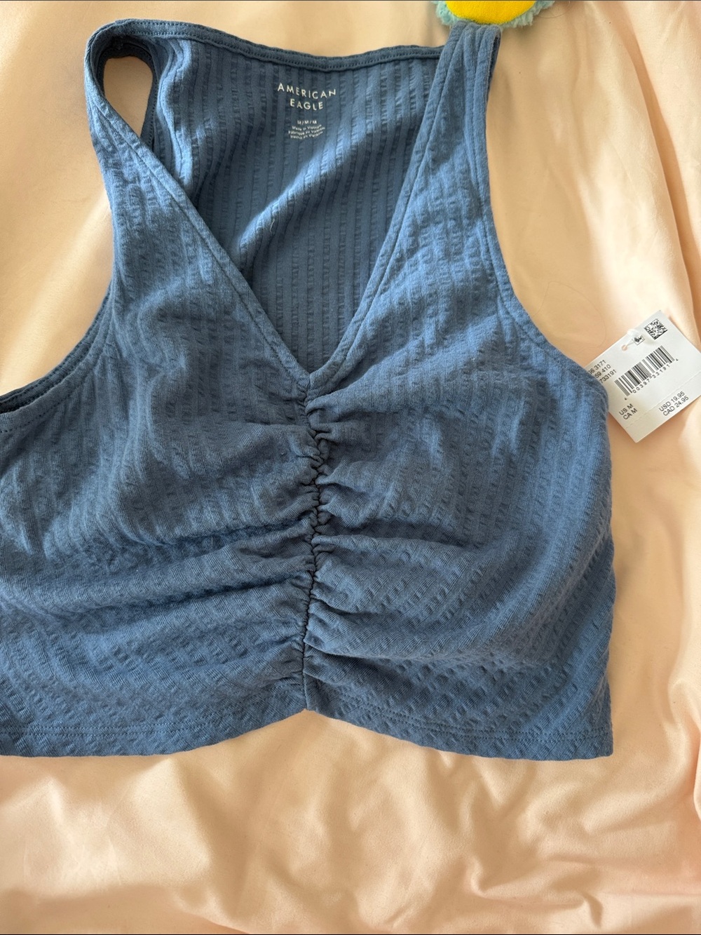American Eagle Outfitters Slate Blue Ruched V-Neck Bralette